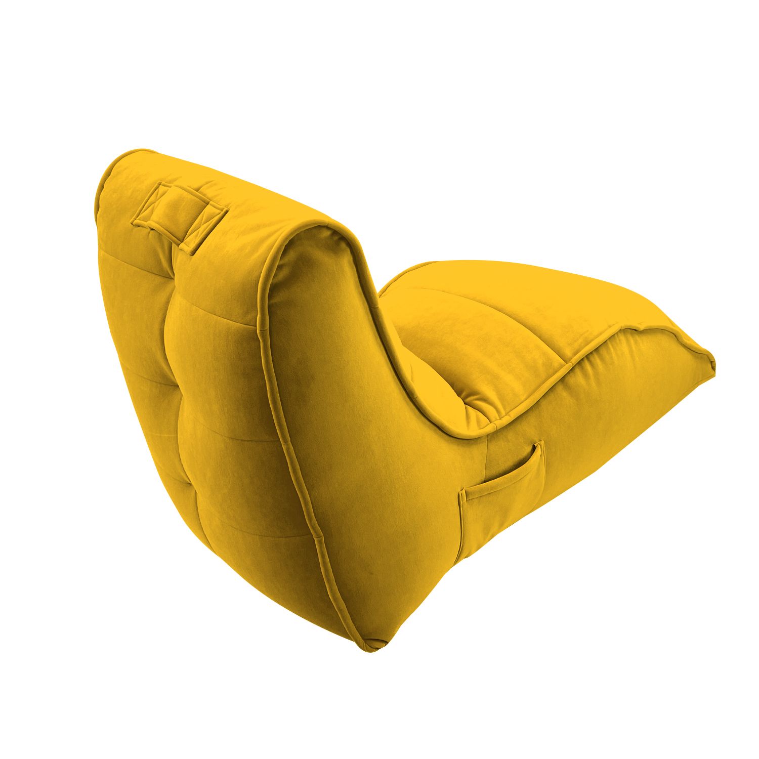 жёлтое бескаркасный лаунж-диван Avatar Sofa велюровое для гостиной, кабинета и лаунж-зоны — крупный план