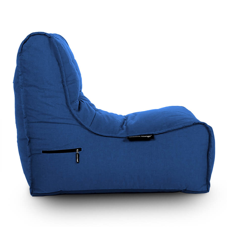 джинсово-синее уличный бескаркасный диван Evolution Sofa уличное (Oxford) для террасы, сада и веранды — фото в интерьере