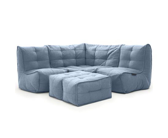 синее большой угловой диван Mod4 Corner Deluxe шенилловое в интерьере гостиная