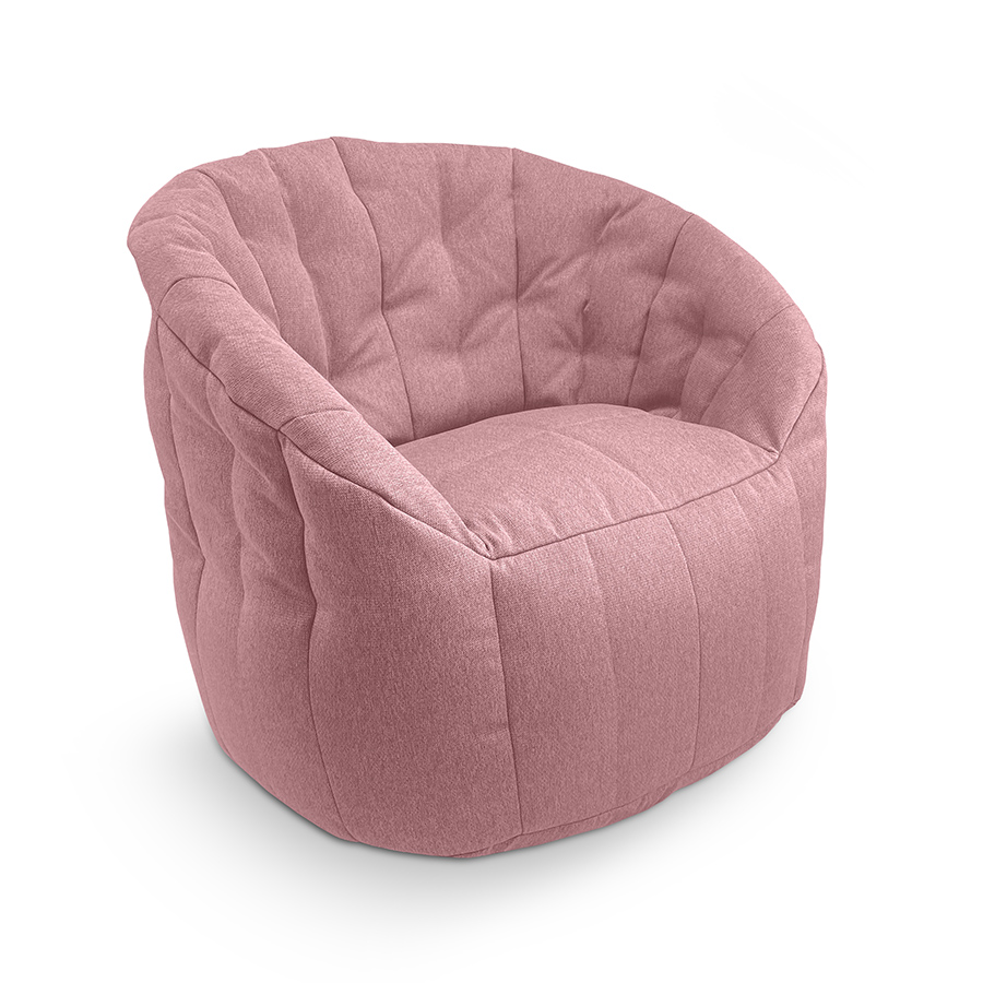 розовое полукруглое бескаркасное кресло Butterfly Sofa жаккардовое в интерьере гостиная