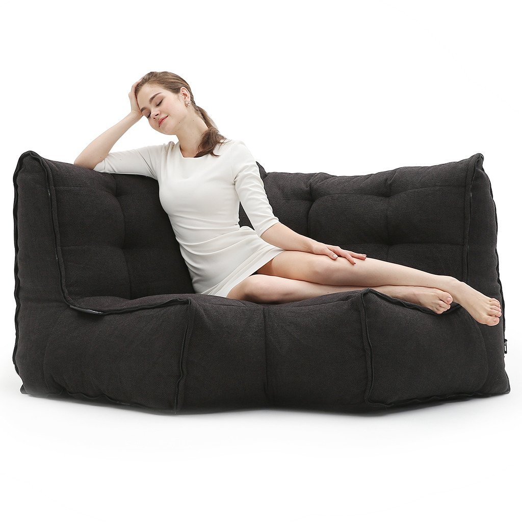 чёрное-графитовое угловой элемент дивана Twin Modular Corner из Sofa Weave для гостиной — угловой модуль — фото в интерьере
