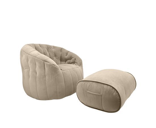Бежевый фактурный бескаркасный диван Butterfly Sofa Deluxe Ambient Lounge