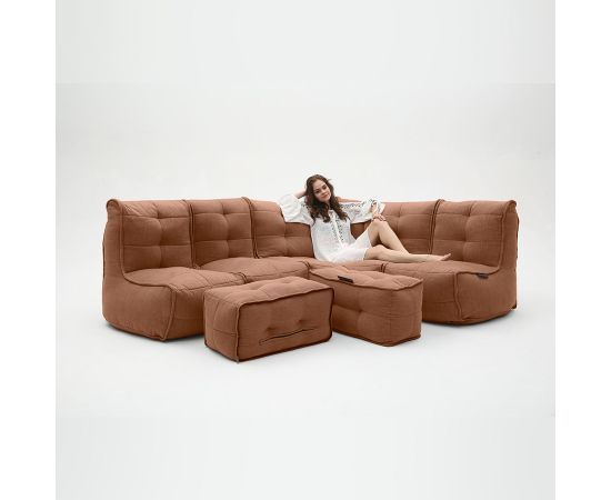 терракотовое большой лаунж-гарнитур Mod5 Living Lounge шенилловое для гостиной и event-пространства