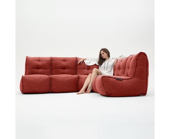 красное Г-образный модульный диван Mod4 L Sofa шенилловое в интерьере гостиная